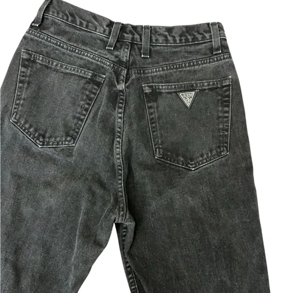 Vintage Guess Jeans Black Denim Relaxed Tapered High Rise - Picture 3 of 5